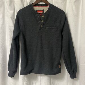 Coleman Mens Small Gray Sherpa Lined Waffle Henley Shirt Chest Pocket